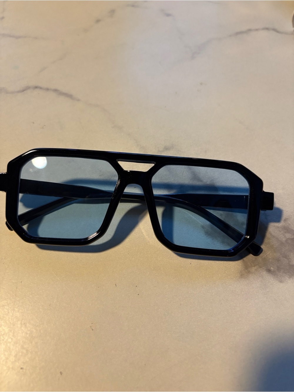 Women’s Black Frame Blue Lens Sunglasses
